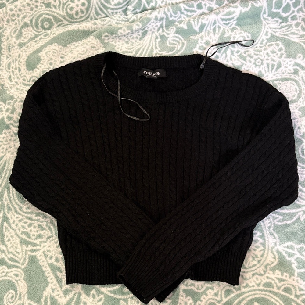 Refuge Black Cable Knit Sweater